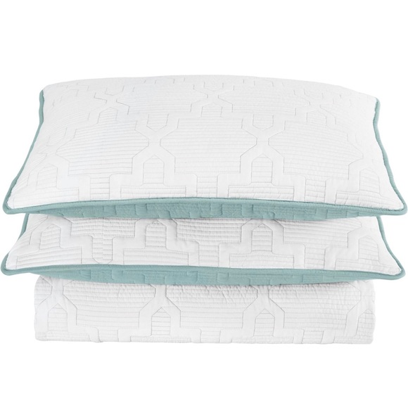 Brielle Casablanca, Reversible Standard Sham Set, White/Seafoam - Picture 4 of 5